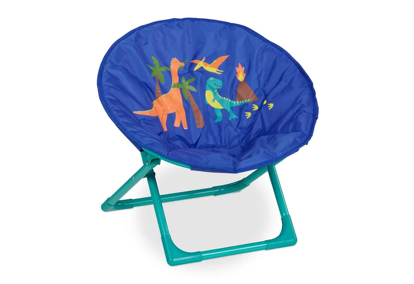relaxdays Campingstuhl Faltbarer Moonchair für Kinder Dino Blau Türkis Braun - Bild 2