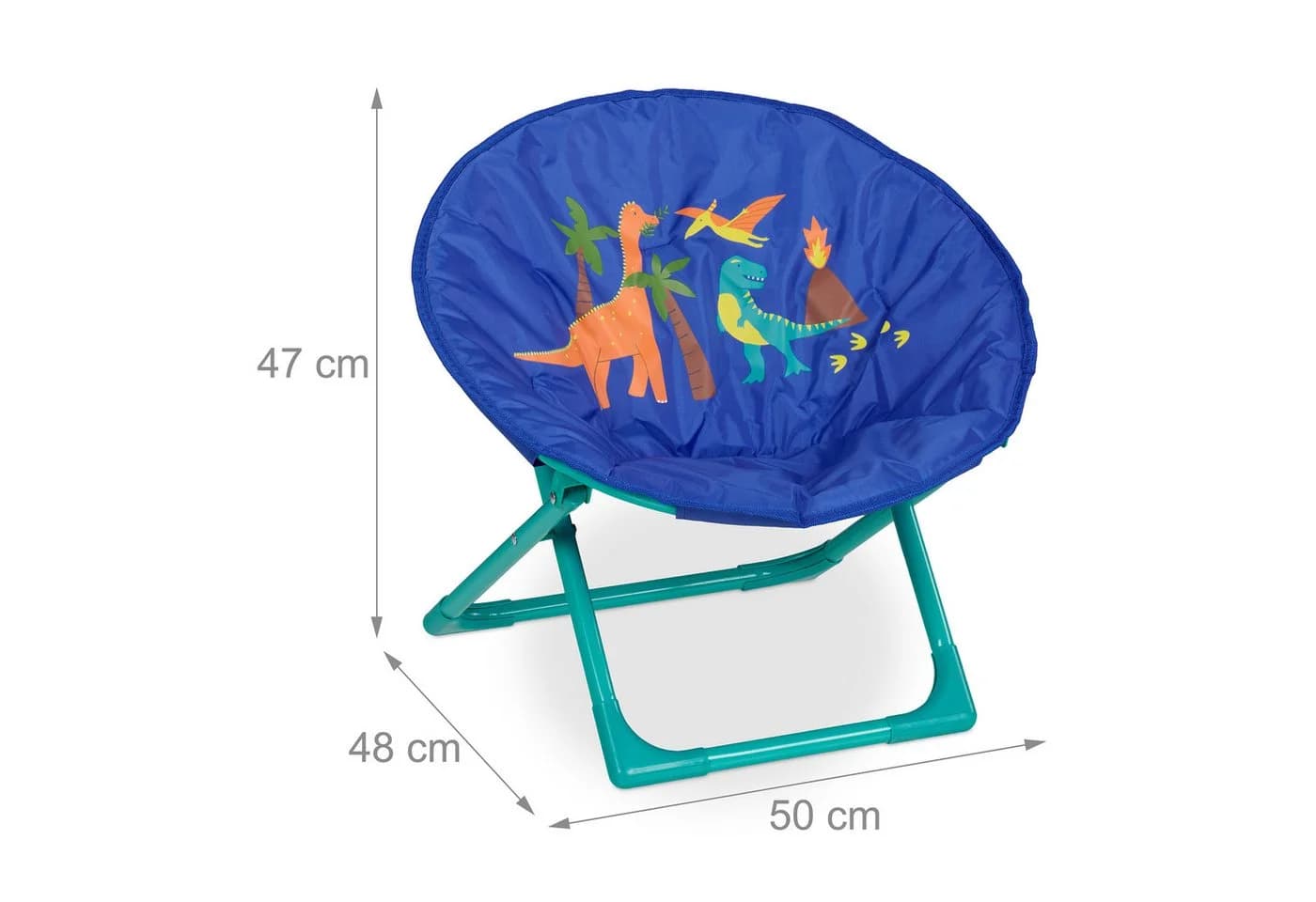 relaxdays Campingstuhl Faltbarer Moonchair für Kinder Dino Blau Türkis Braun - Bild 4