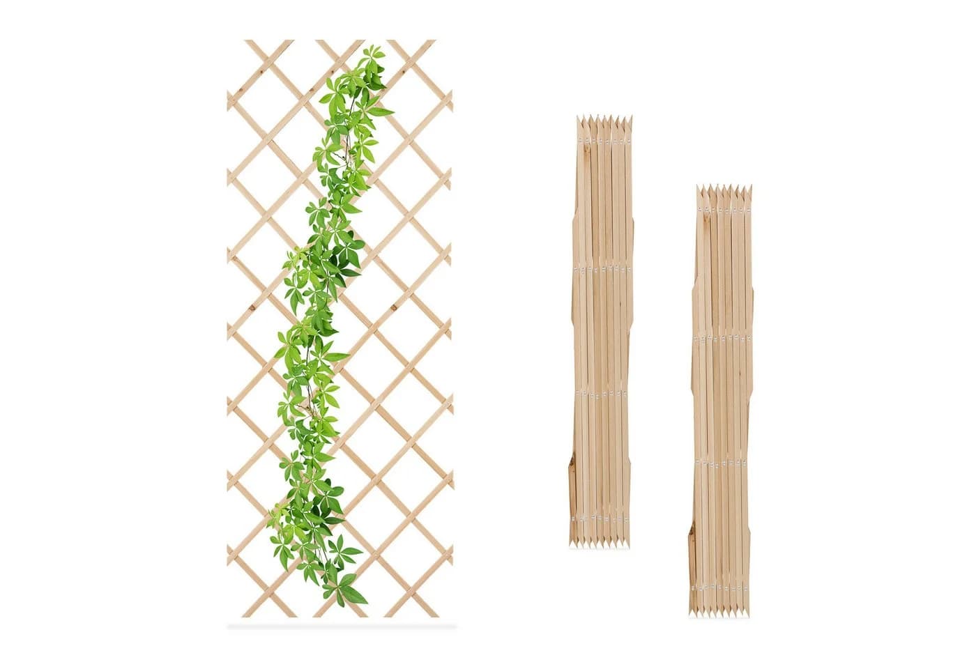 relaxdays Rankgitter Ausziehbar 3er Set Natur Tannenholz - Bild 2