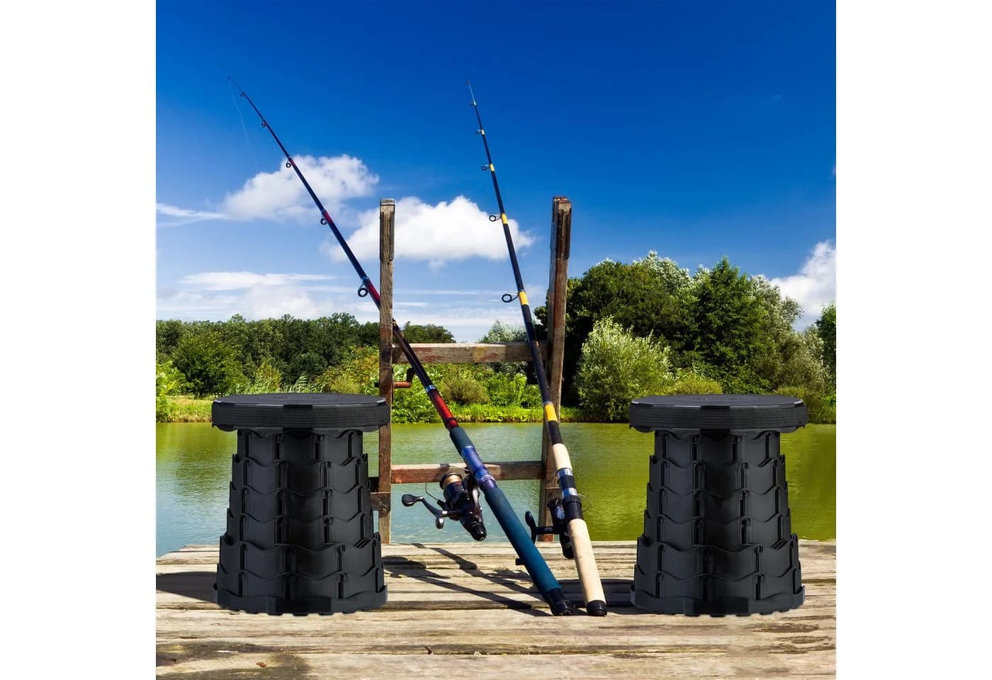 relaxdays Campinghocker Teleskophocker 2er Set, schwarz