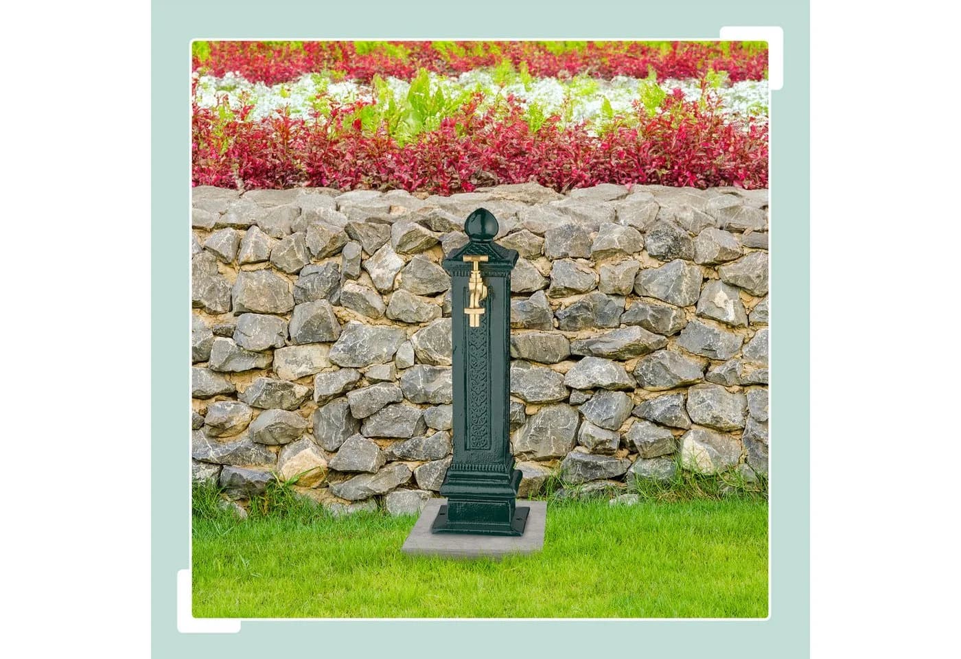 relaxdays Gartenbrunnen Standbrunnen antik grün gold