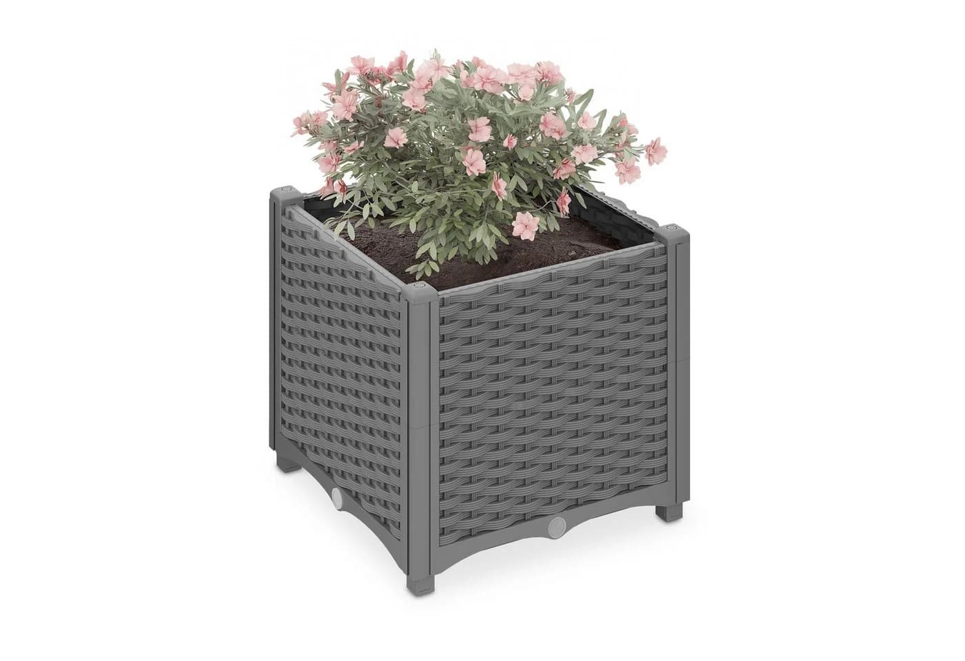 relaxdays Pflanzkübel Rattan Optik Grau DIY Bausatz - Bild 2