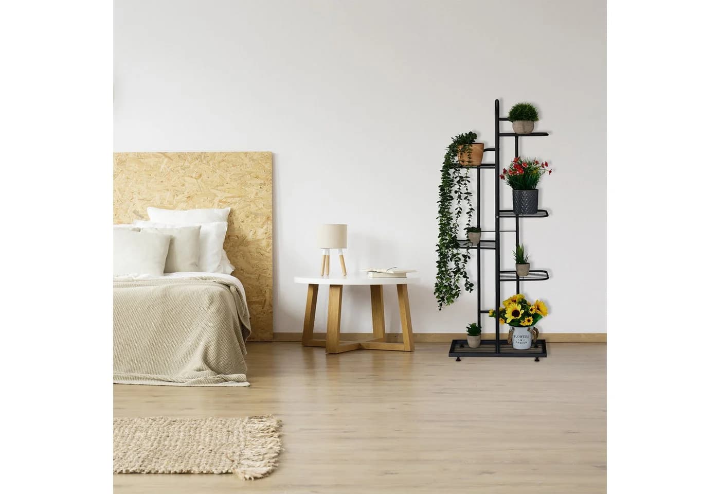 relaxdays Pflanzentreppe Blumenregal 6 Ablagen Metall Schwarz