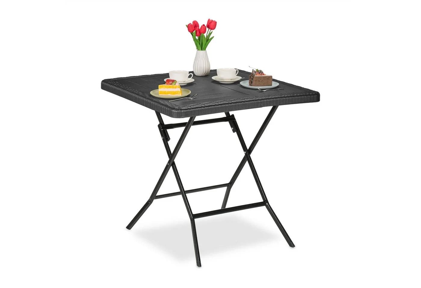 relaxdays Klapptisch Schwarz Holzoptik Gartenbeistelltisch - Bild 2