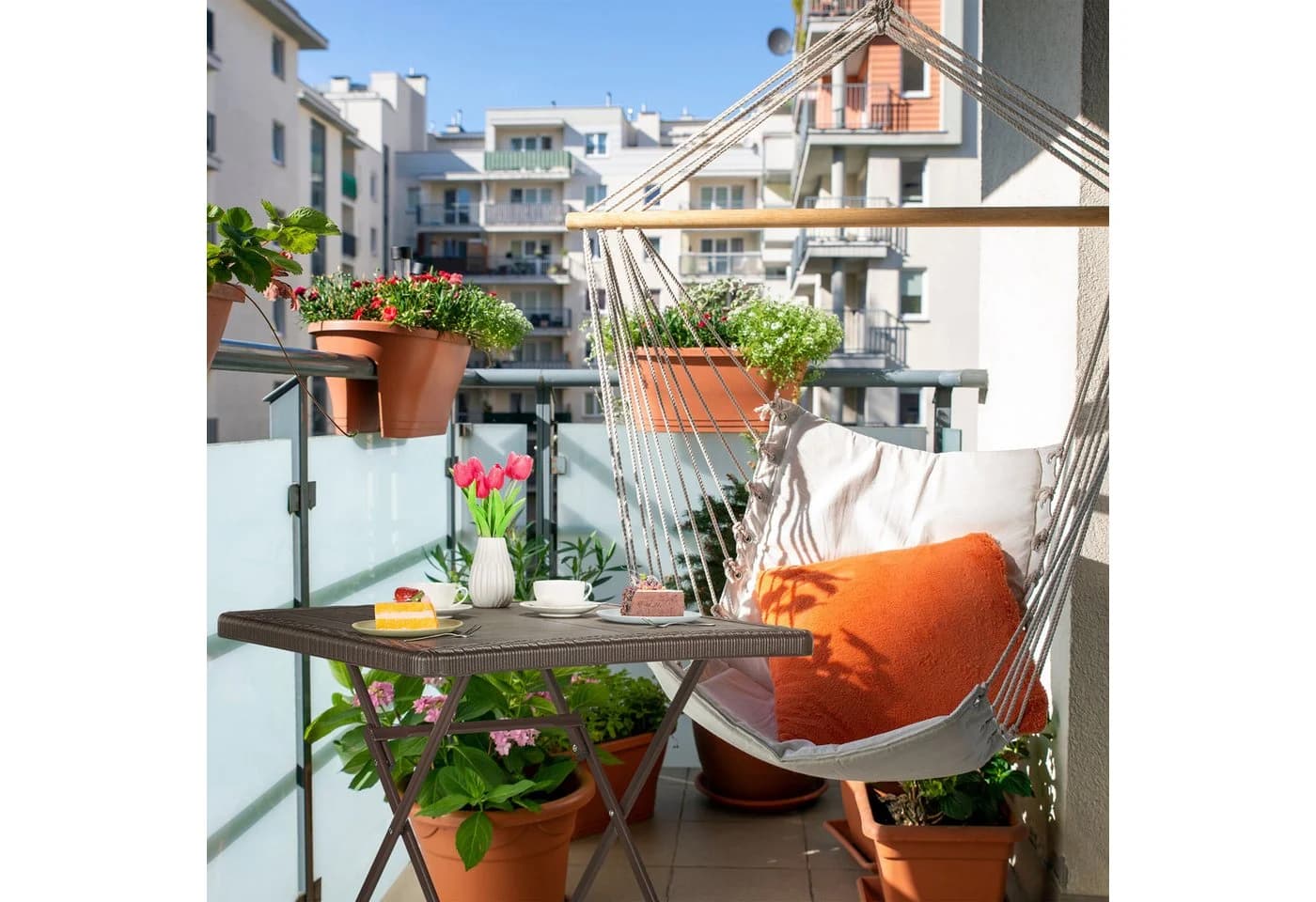 relaxdays Klapptisch Schwarz Holzoptik Gartenbeistelltisch - Bild 3