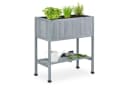 relaxdays Hochbeet aus Holz grau mit Ablage Bild 2