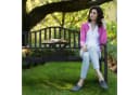 relaxdays Gartenbank mit Klapptisch, Schwarz Bild 3