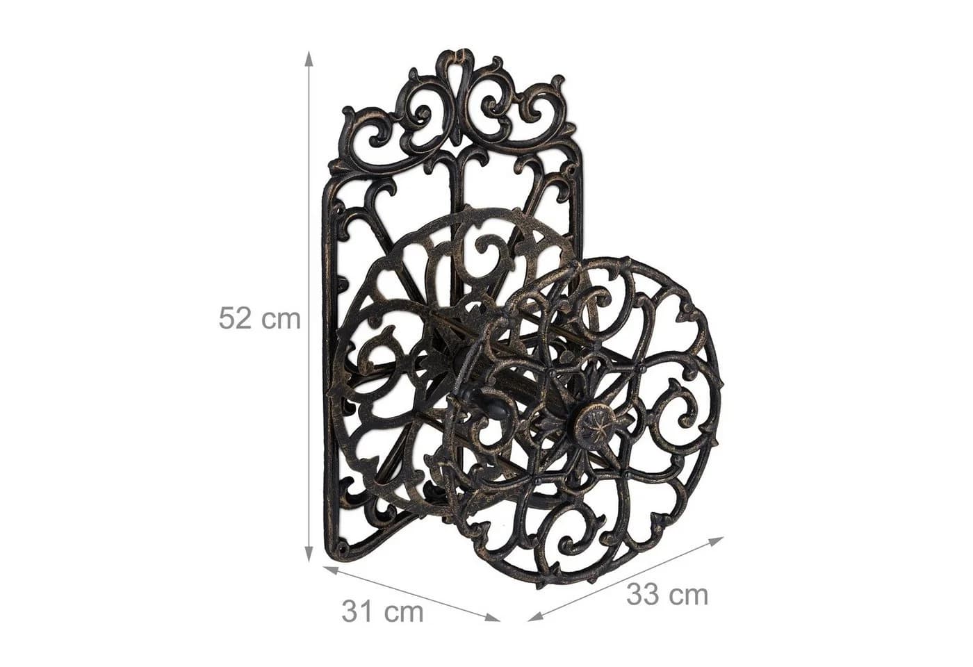 relaxdays Schlauchhalter XL aus Gusseisen, Bronze, drehbar - Bild 4