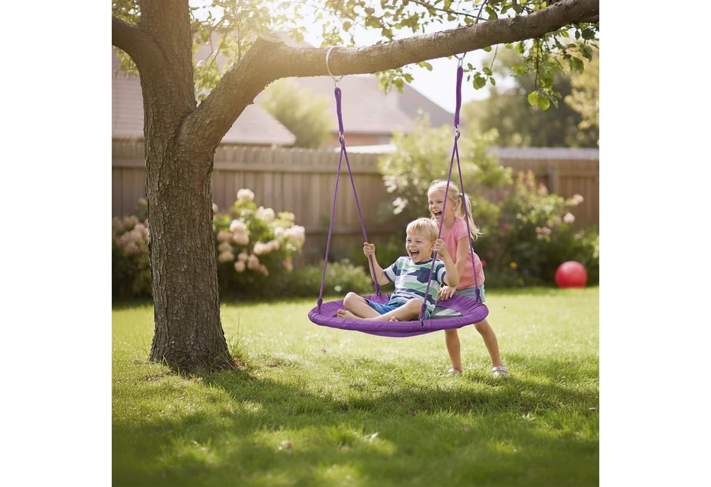 relaxdays Nestschaukel 90 cm Lila mit verstellbarer Höhe