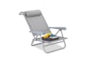 relaxdays Gartenliege Klappbarer Liegestuhl mit Nackenkissen Grau Bild 2
