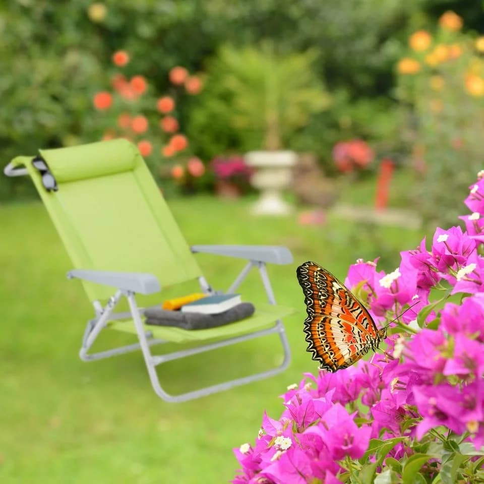 relaxdays Gartenliege Klappbar mit Nackenkissen Grün - Bild 3