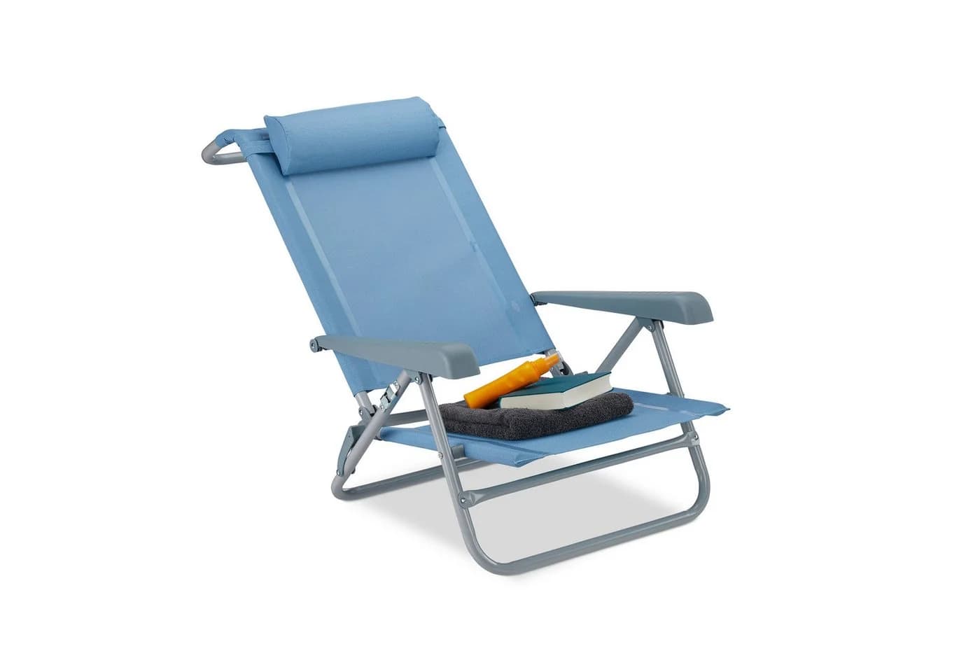 relaxdays Gartenliege Klappbar mit Nackenkissen blau - Bild 2