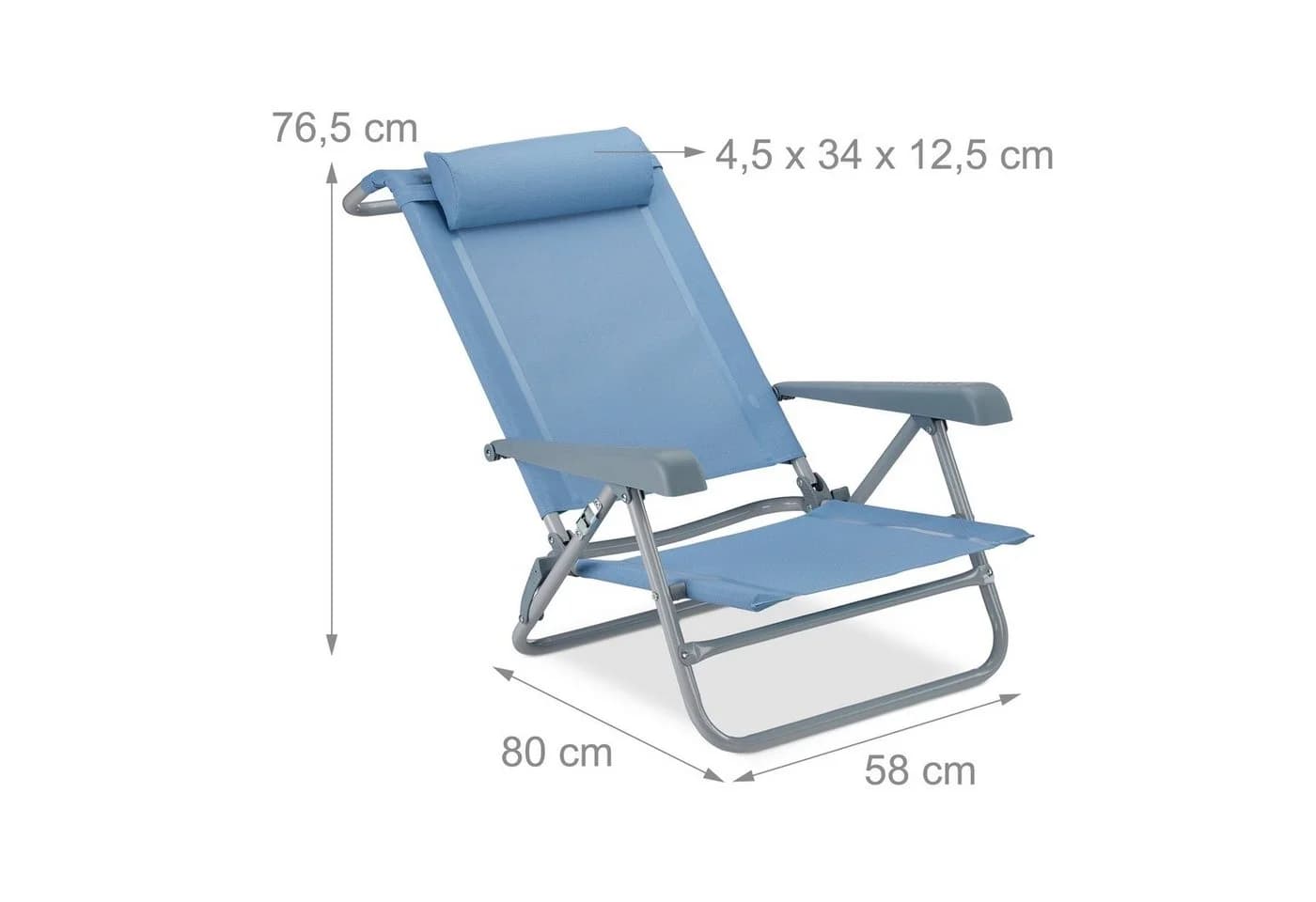 relaxdays Gartenliege Klappbar mit Nackenkissen blau - Bild 4