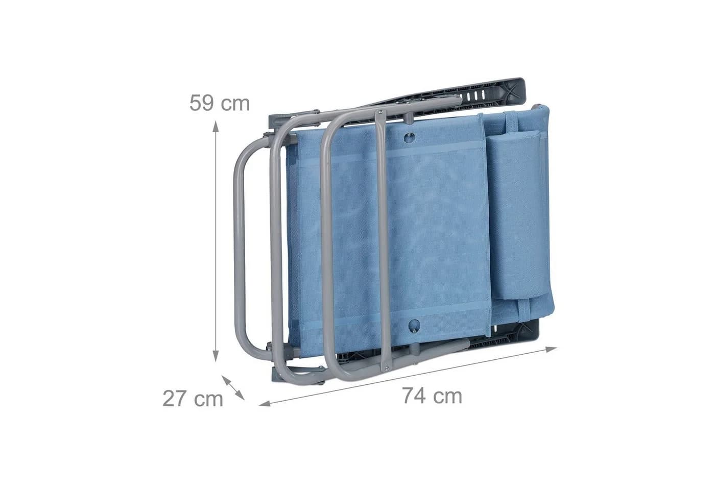relaxdays Gartenliege Klappbar mit Nackenkissen blau - Bild 5
