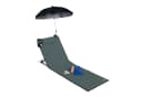 relaxdays Gartenliege Strandmatte mit Sonnenschirm Anthrazit Bild 2