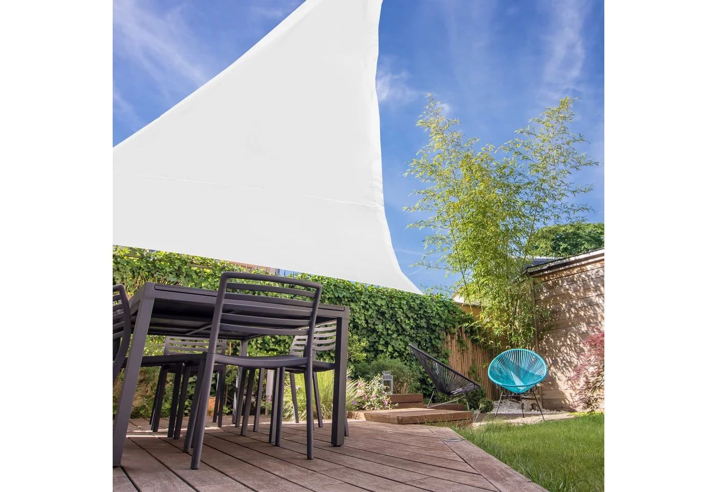 relaxdays Sonnensegel Dreieck weiß UV-Schutz Polyester - Bild 5