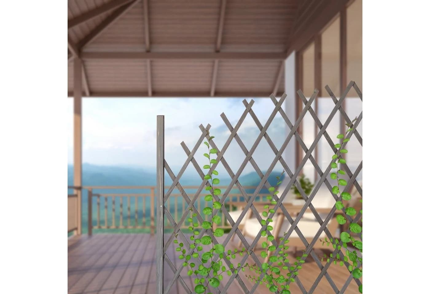 relaxdays Rankgitter Holz ausziehbar grau