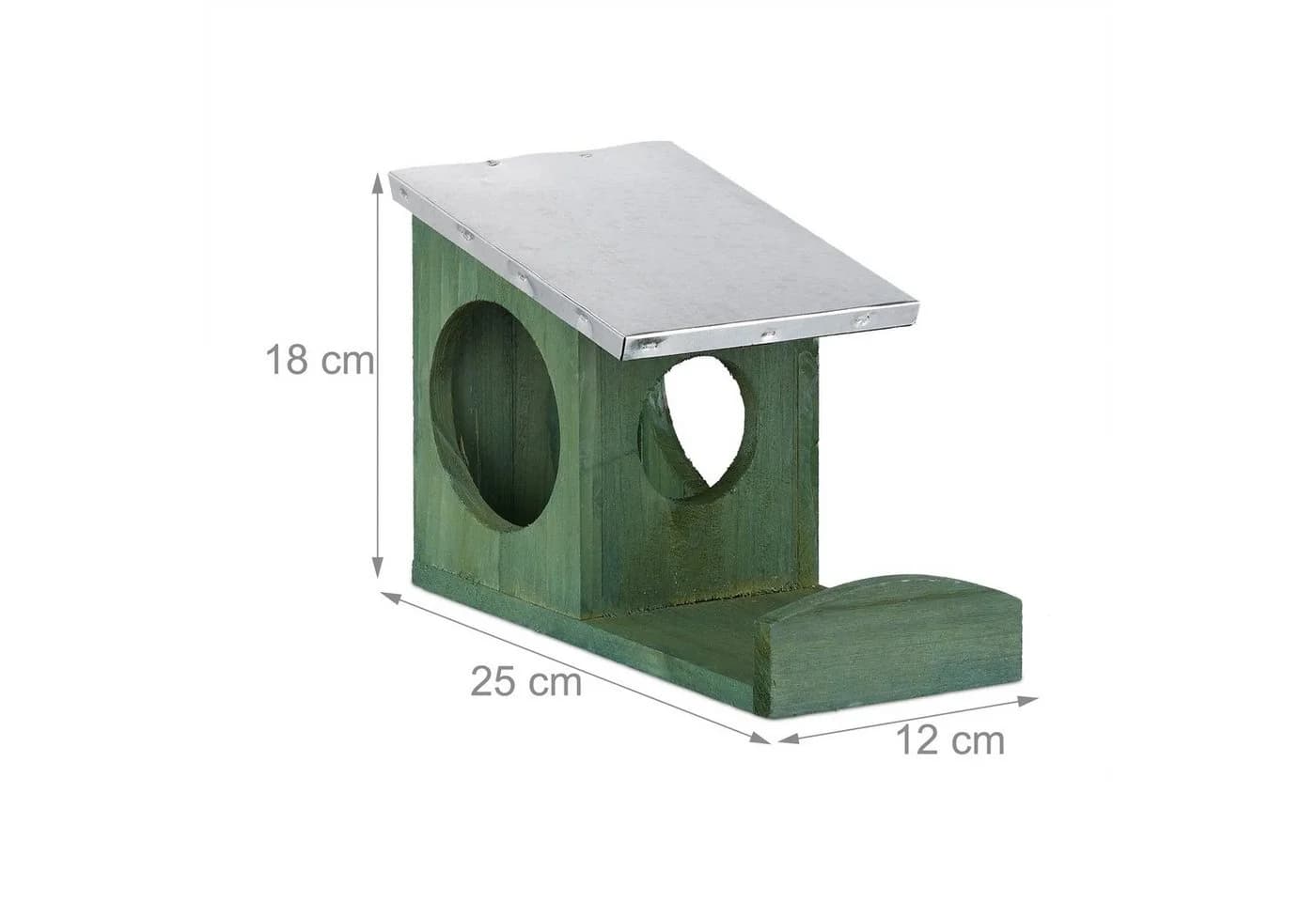 relaxdays Eichhörnchen Futterhaus mit Metalldach Dunkelgrün - Bild 4