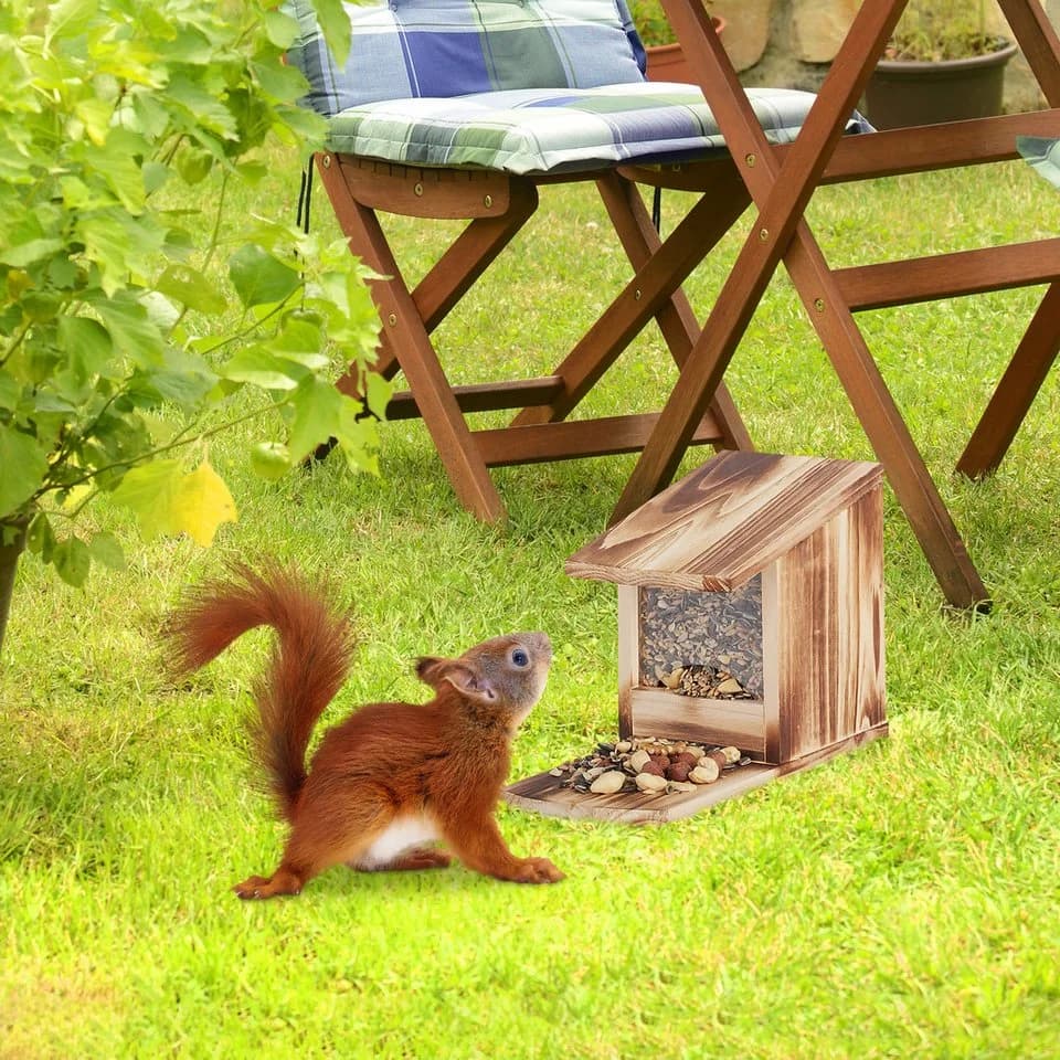 relaxdays Eichhörnchenkobel Futterhaus Dunkelgrün mit Sichtfenster - Bild 3