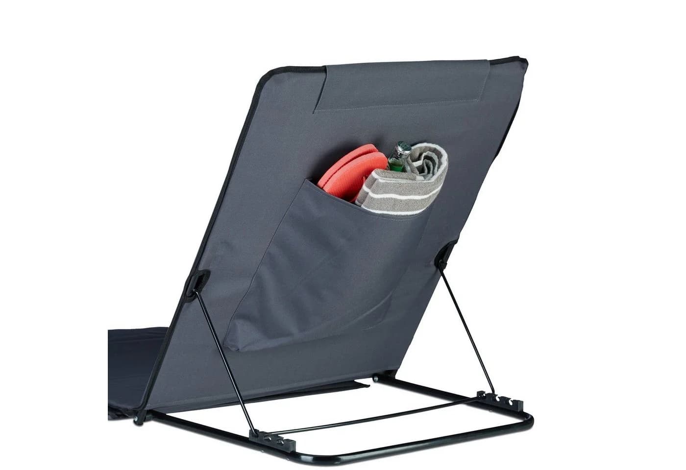 relaxdays Strandmatte XXL mit Kopfkissen und verstellbarer Lehne, grau - Bild 3