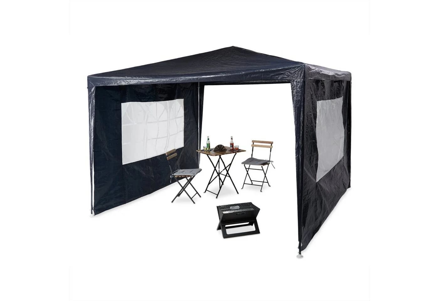 relaxdays Pavillon 3x3 m mit Seitenteilen Blau - Bild 2