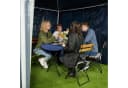 relaxdays Pavillonseitenteil 3er Set blau mit Fenster Bild 3