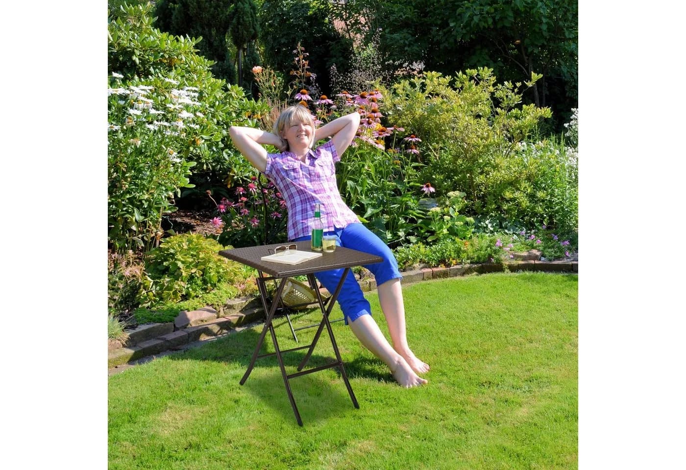 relaxdays Klapptisch BASTIAN Gartentisch Weiß Quadratisch Klappbar - Bild 3
