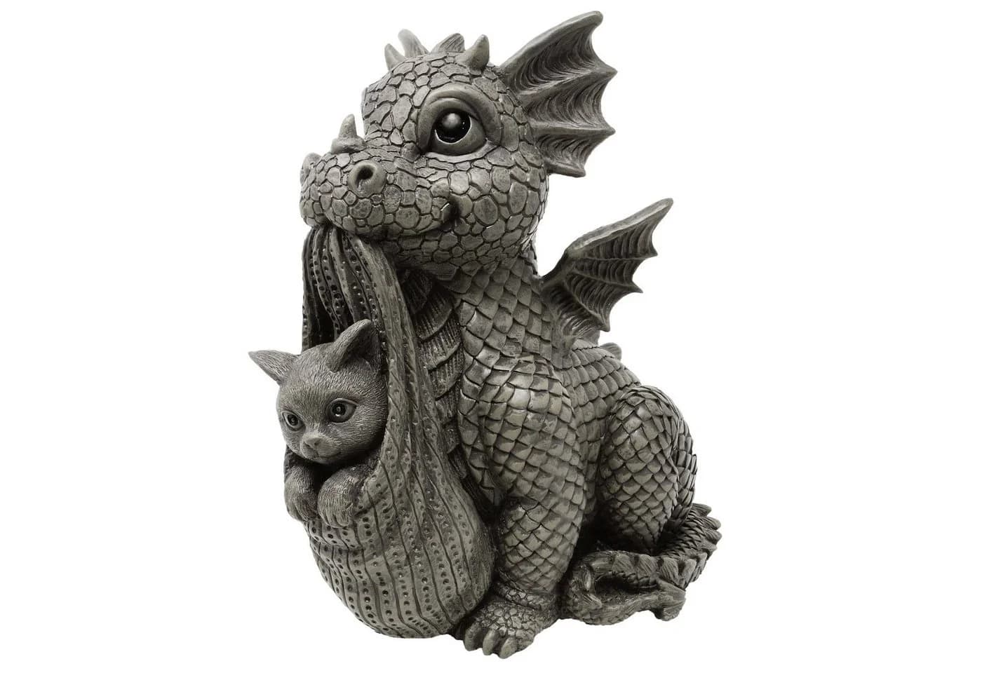 MystiCalls Gartendrache "Cat" Dekofigur Grün Polyresin