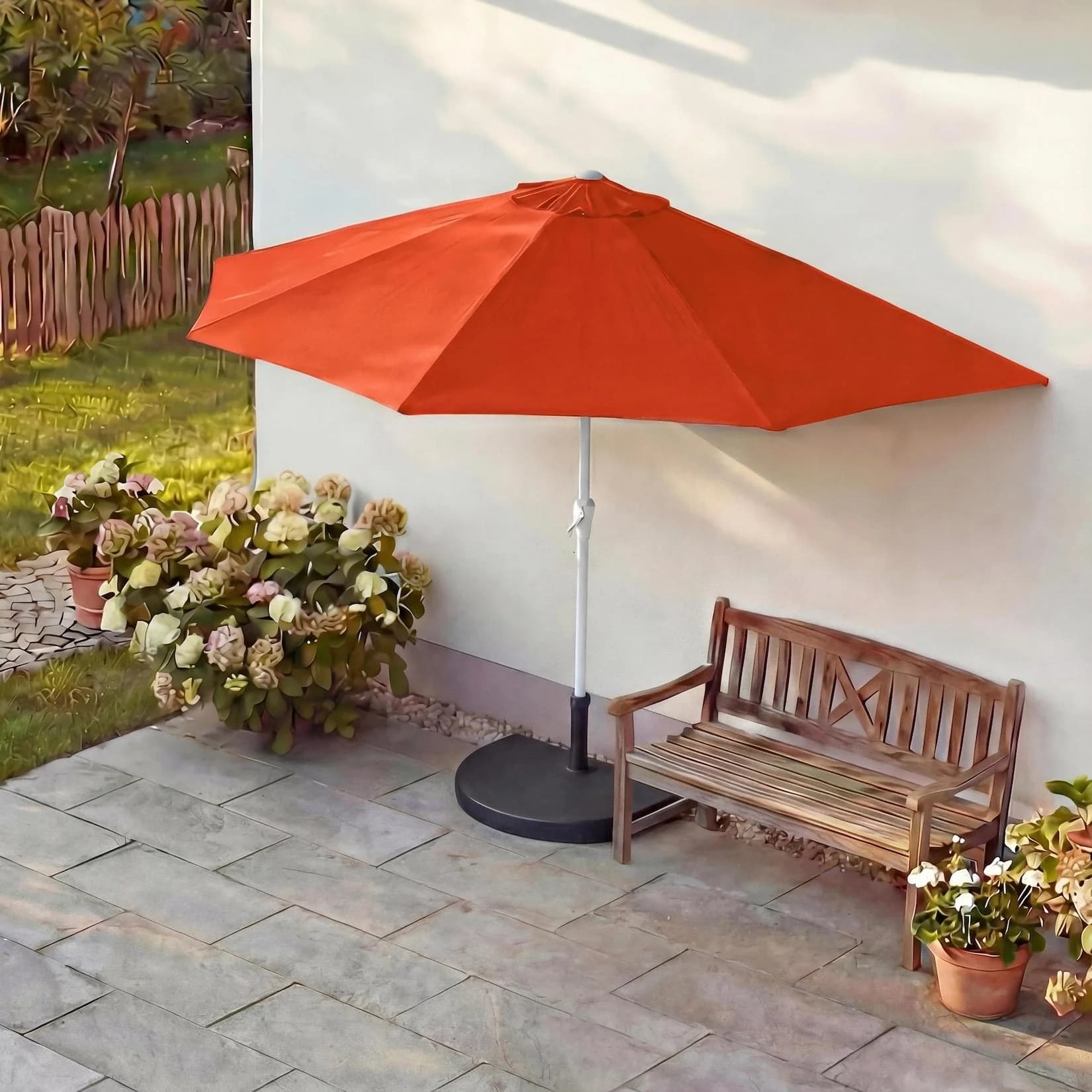 Sonnenschirm halbrund Lorca Terracotta UV 50+ mit Ständer