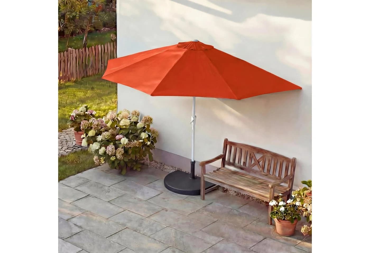 Sonnenschirm halbrund Lorca Terracotta UV 50+ mit Ständer - Bild 3
