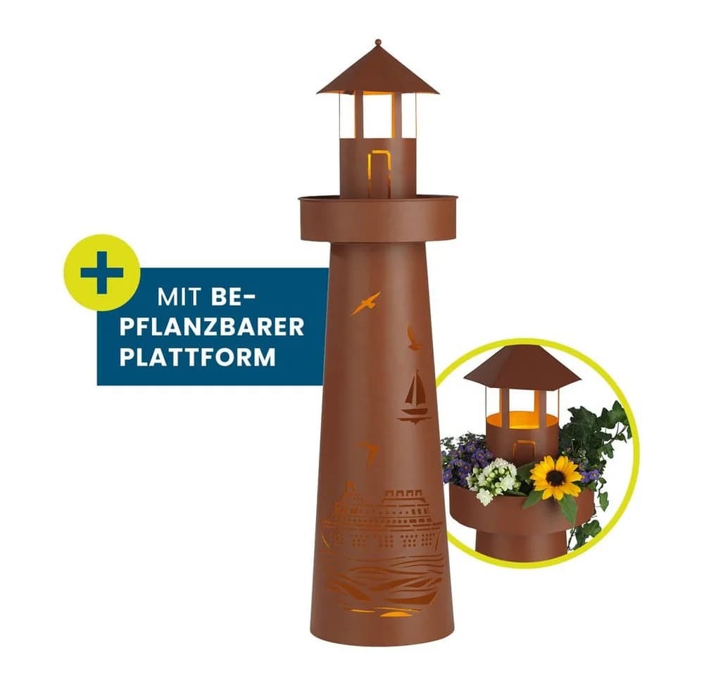 Hoberg Dekosäule LED Pflanzsäule Leuchtturm Rost-Optik - Bild 2