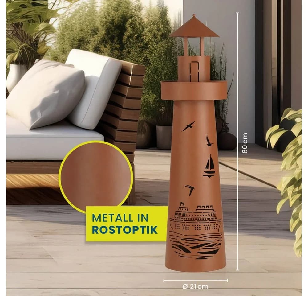 Hoberg Dekosäule LED Pflanzsäule Leuchtturm Rost-Optik - Bild 5