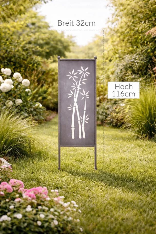 finehomegarden Metall Stele Sichtschutz Grau Bambus-Look - Bild 3