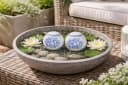 finehomegarden Schwimmkugel Set Porzellan weiß-blau Blütenmuster Bild 1