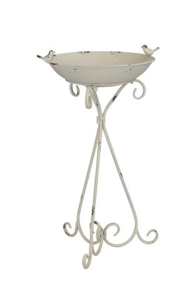 finehomegarden Vogeltränke Blumenständer weiß Shappy Metall