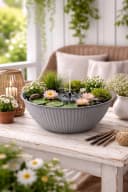 finehomegarden Pflanzschale Metall lackiert grau Ø32/38cm Bild 4