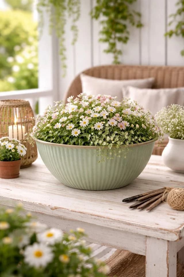 finehomegarden Pflanzschale Metall hellgrün Teichwanne - Bild 3