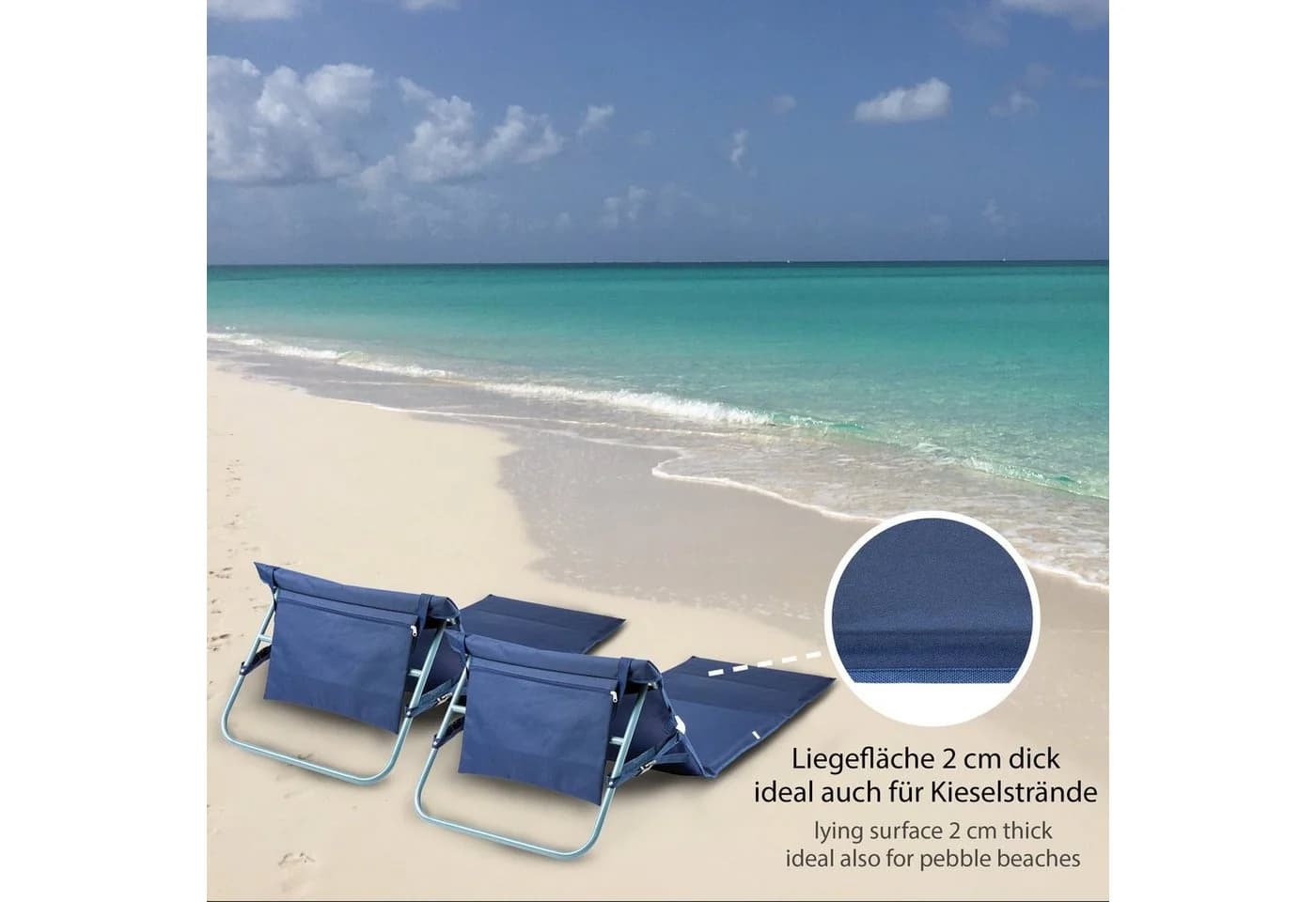 ONVAYA Isomatte Strandmatte mit Rückenlehne Blau 2-tlg. - Bild 4