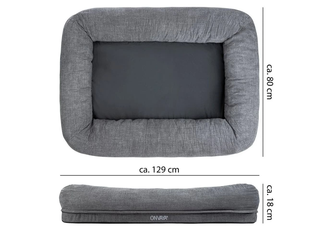 ONVAYA Hundebett Grau Waschbar Orthopädisch