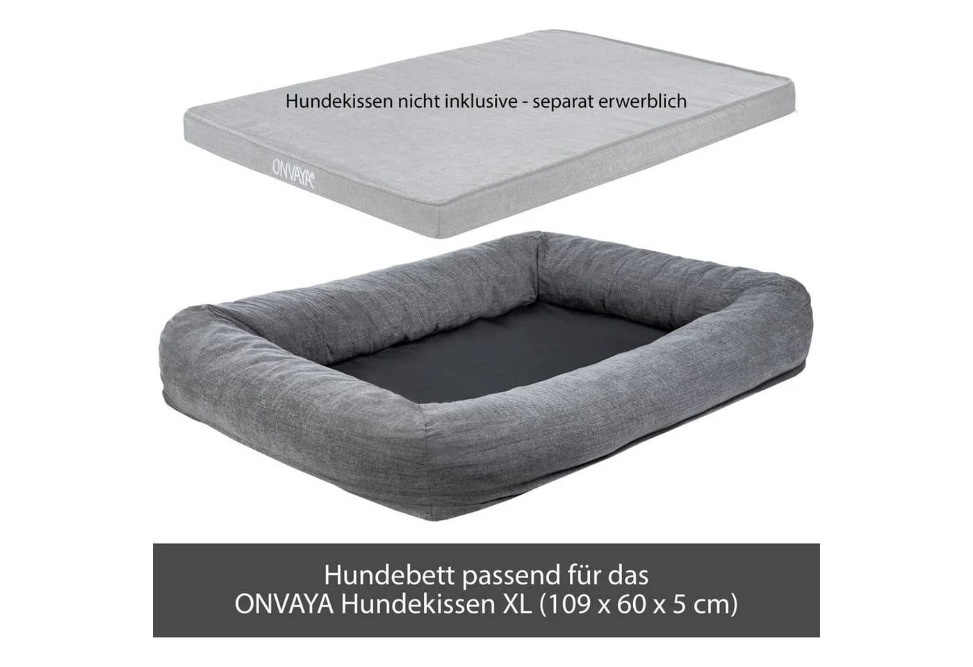 ONVAYA Hundebett Grau Waschbar Orthopädisch - Bild 3