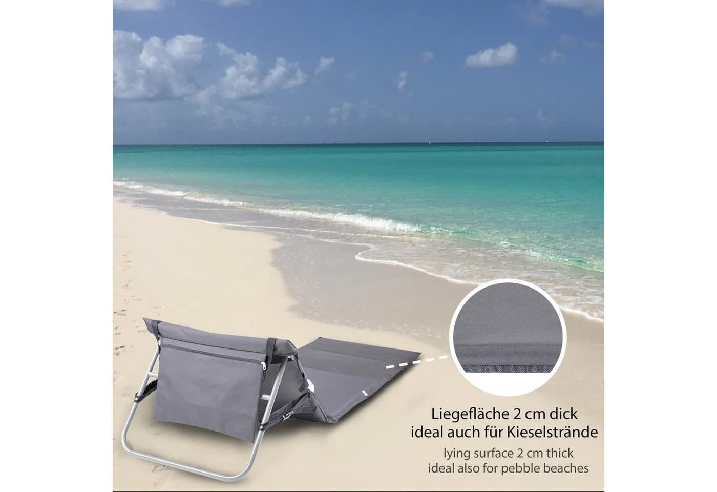 ONVAYA Isomatte Strandmatte mit Rückenlehne grau gepolstert faltbar - Bild 4