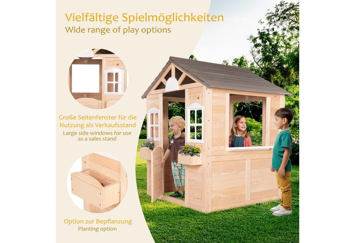 ONVAYA Spielhaus Kinderspielhaus mit Tür und Fenster - Bild 4