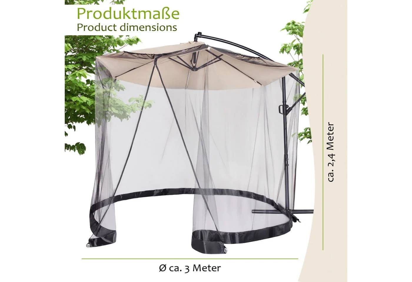 ONVAYA Moskitonetz Sonnenschirm Insektenschutznetz atmungsaktiv