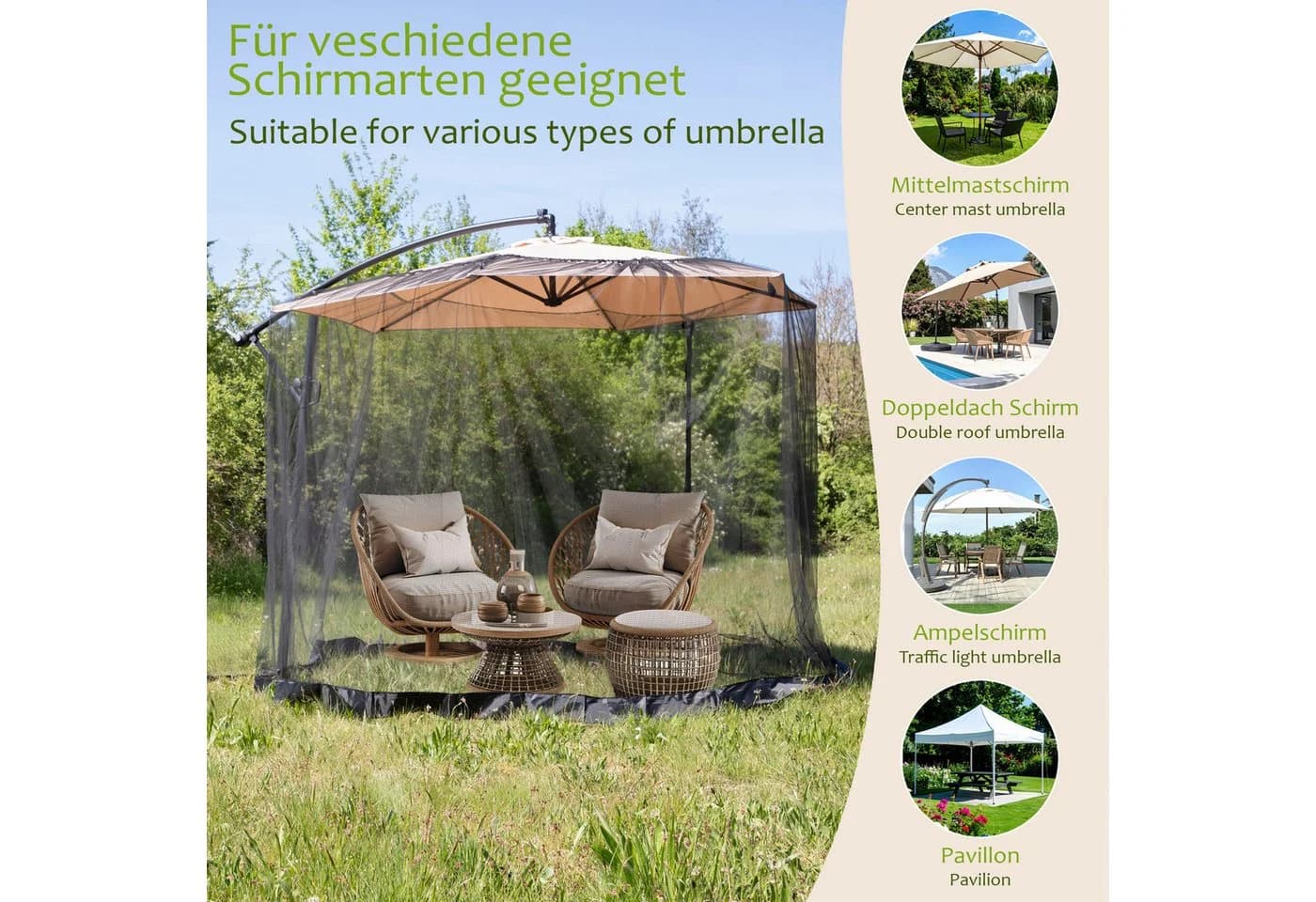 ONVAYA Moskitonetz Sonnenschirm Insektenschutznetz atmungsaktiv - Bild 3