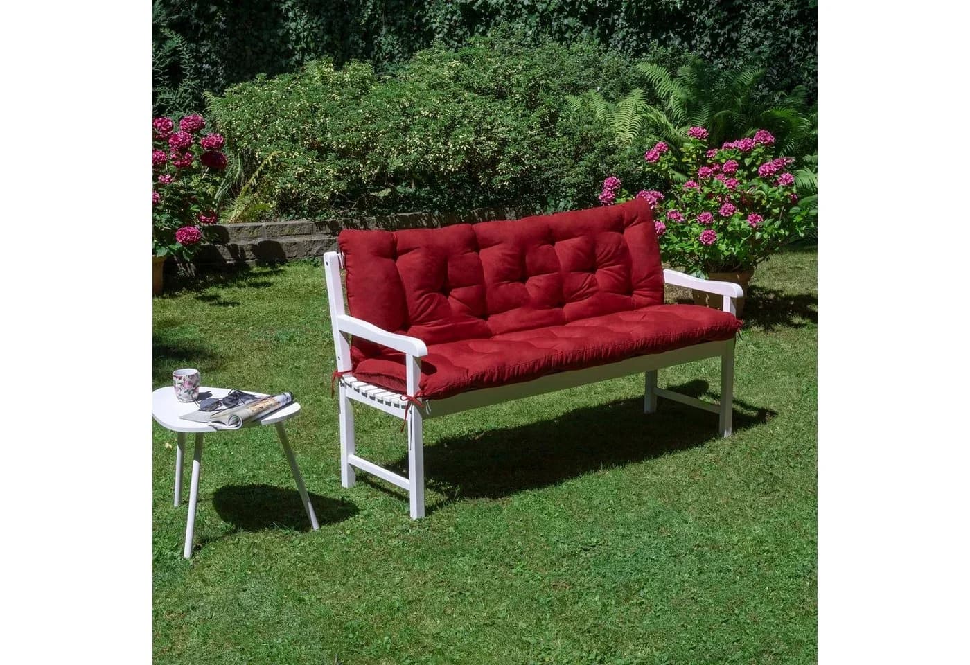 Beautissu Bankauflage Flair BR Rot mit Befestigungsbändern - Bild 5