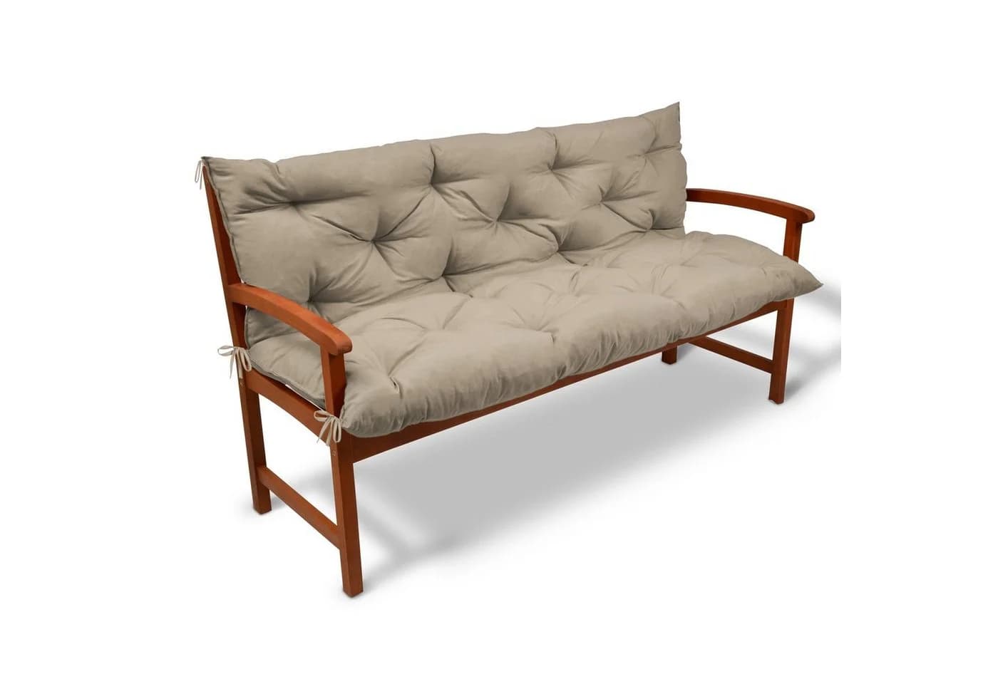 Beautissu Bankauflage Flair BR Natur Polyester mit Befestigungsbändern