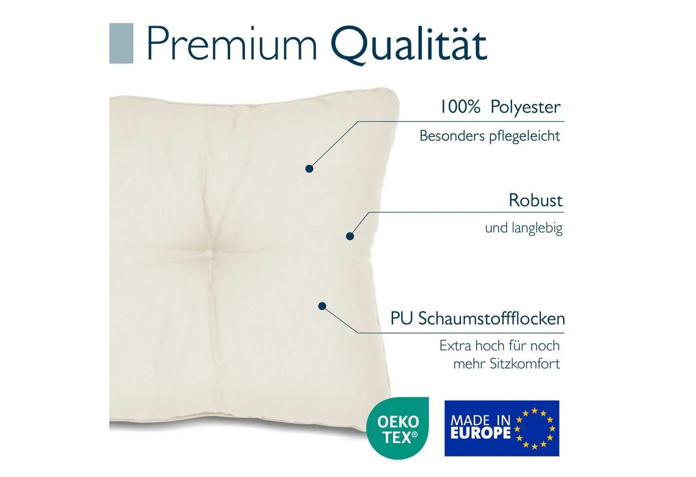 Beautissu Loungekissen XLuna Natur 10cm Dick Polyester - Bild 5