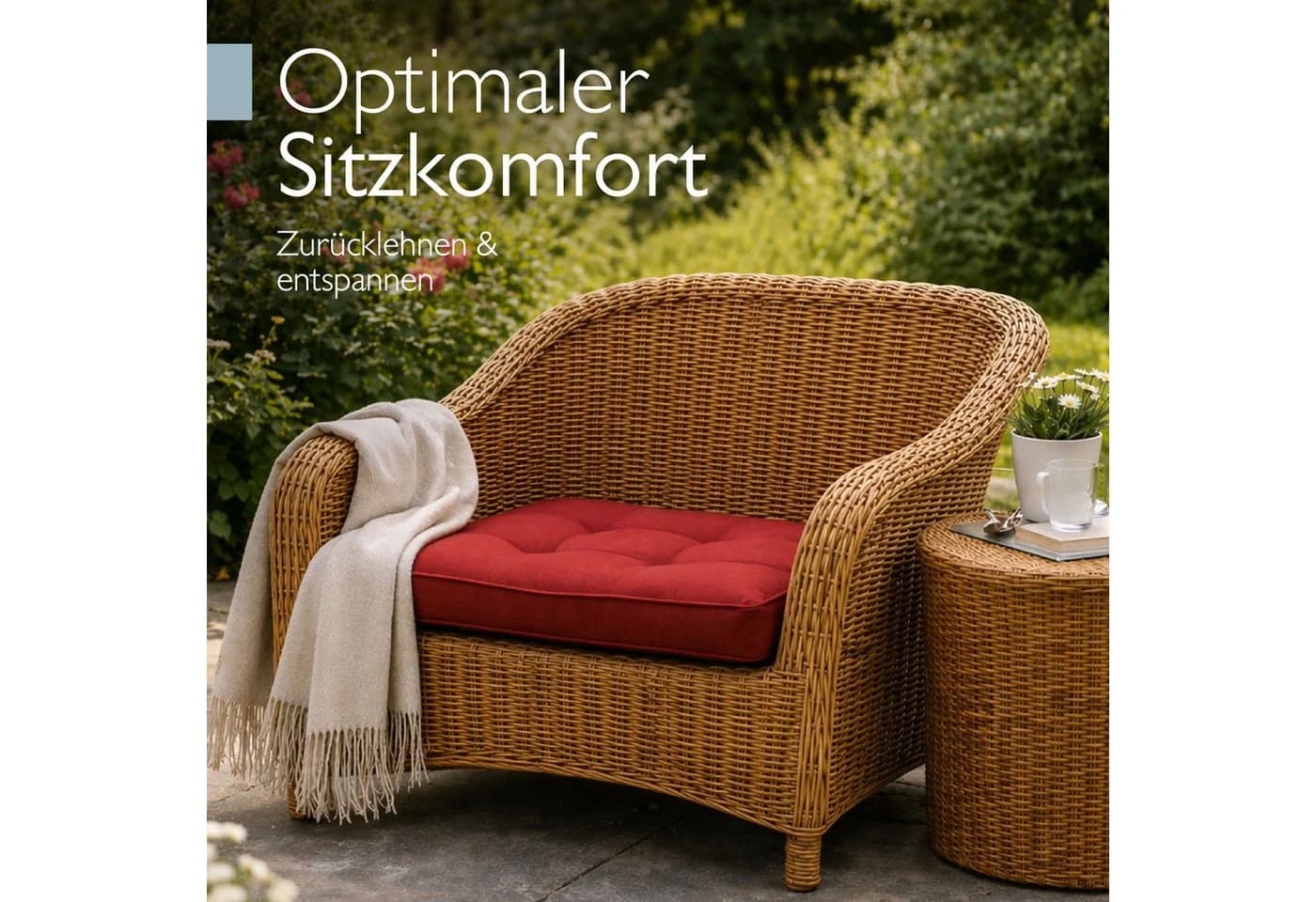 Beautissu Sitzkissen XLuna Rot 10cm Dick Polyester
