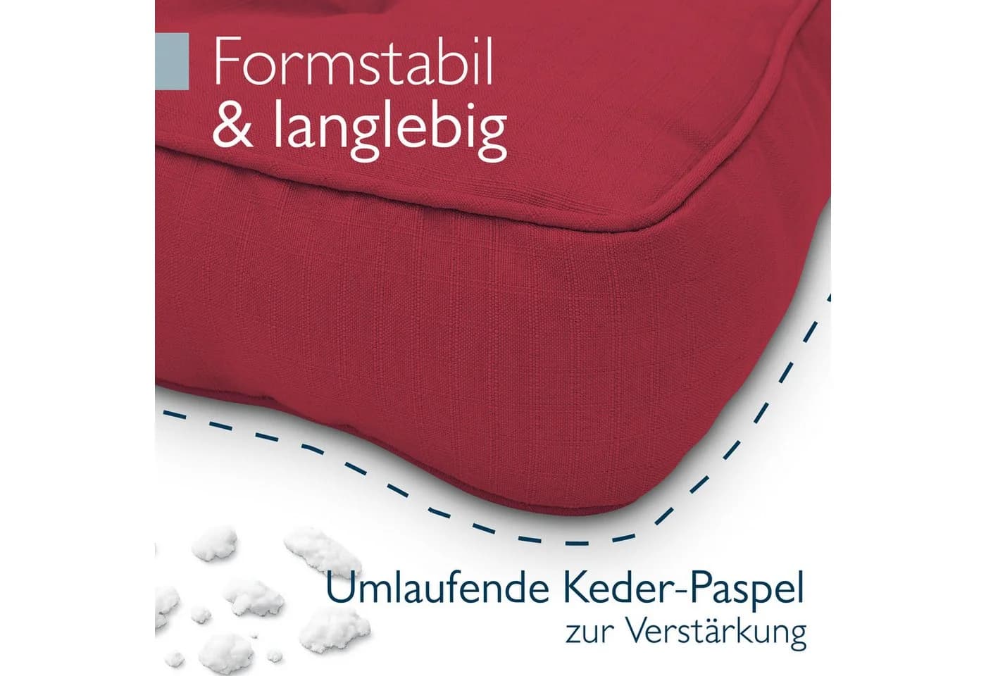 Beautissu Sitzkissen XLuna Rot 10cm Dick Polyester - Bild 4