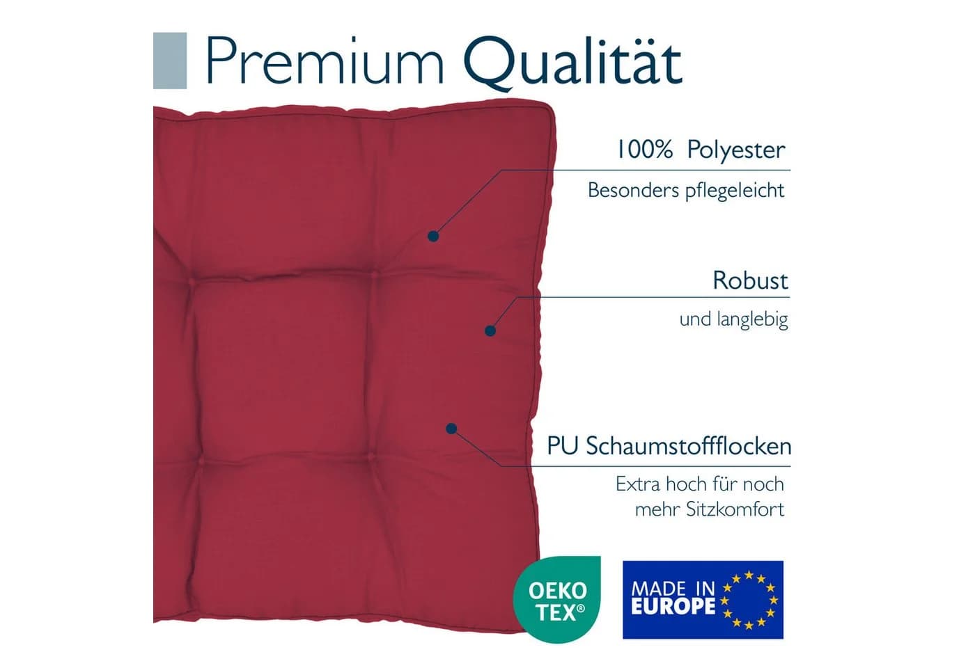 Beautissu Sitzkissen XLuna Rot 10cm Dick Polyester - Bild 5